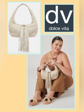 NWT Dolce Vita Zenia Leather Mini Hobo Clutch Bone Natural